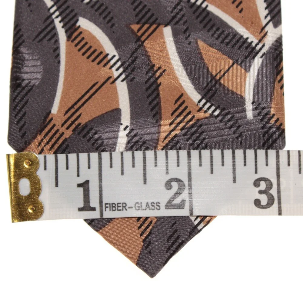 Italo Ferretti NWT Neck Tie in Brown / Gray / White Abstract Print 100% Silk